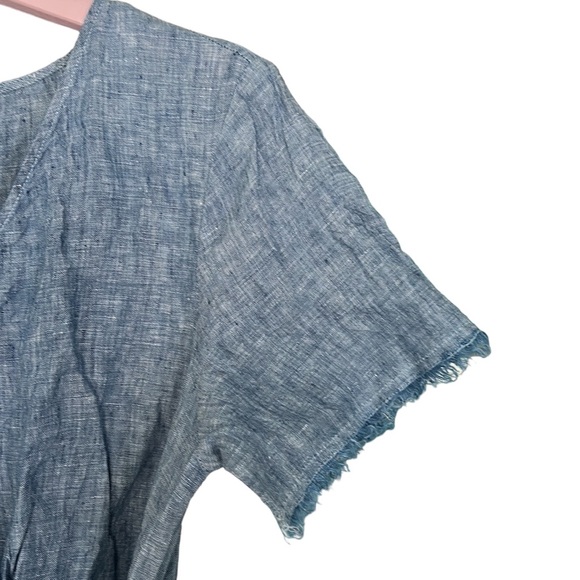 Anthropologie Sanctuary Montana Blue Linen Front Wrap Tie Waist Romper - M - Picture 5 of 12